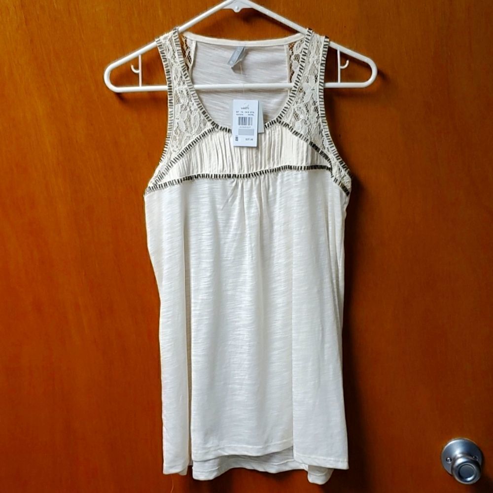 Vanity Womans Beaded Lace Tank, NWT, Medium